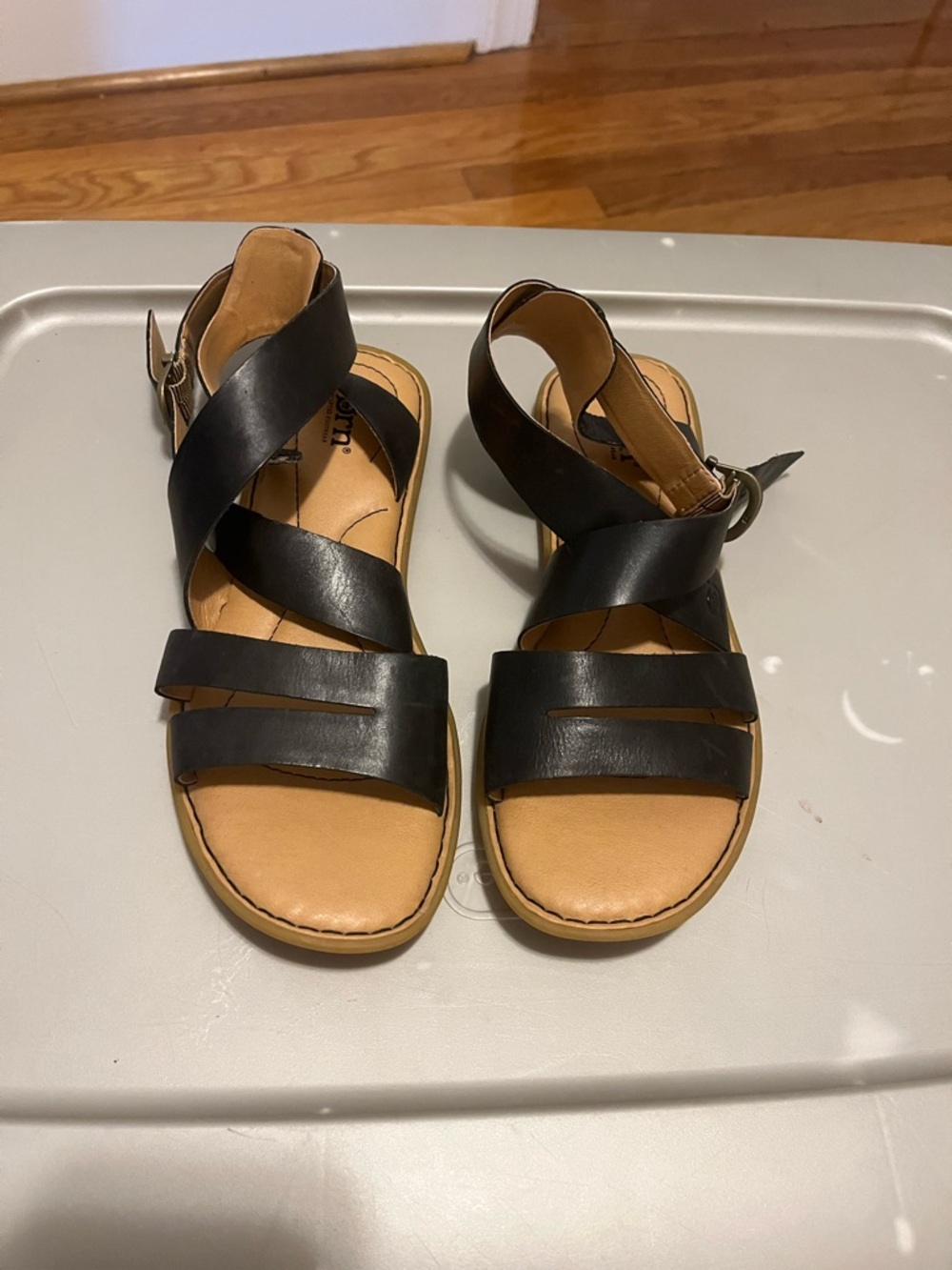 Born Black Leather Sandals with buckle